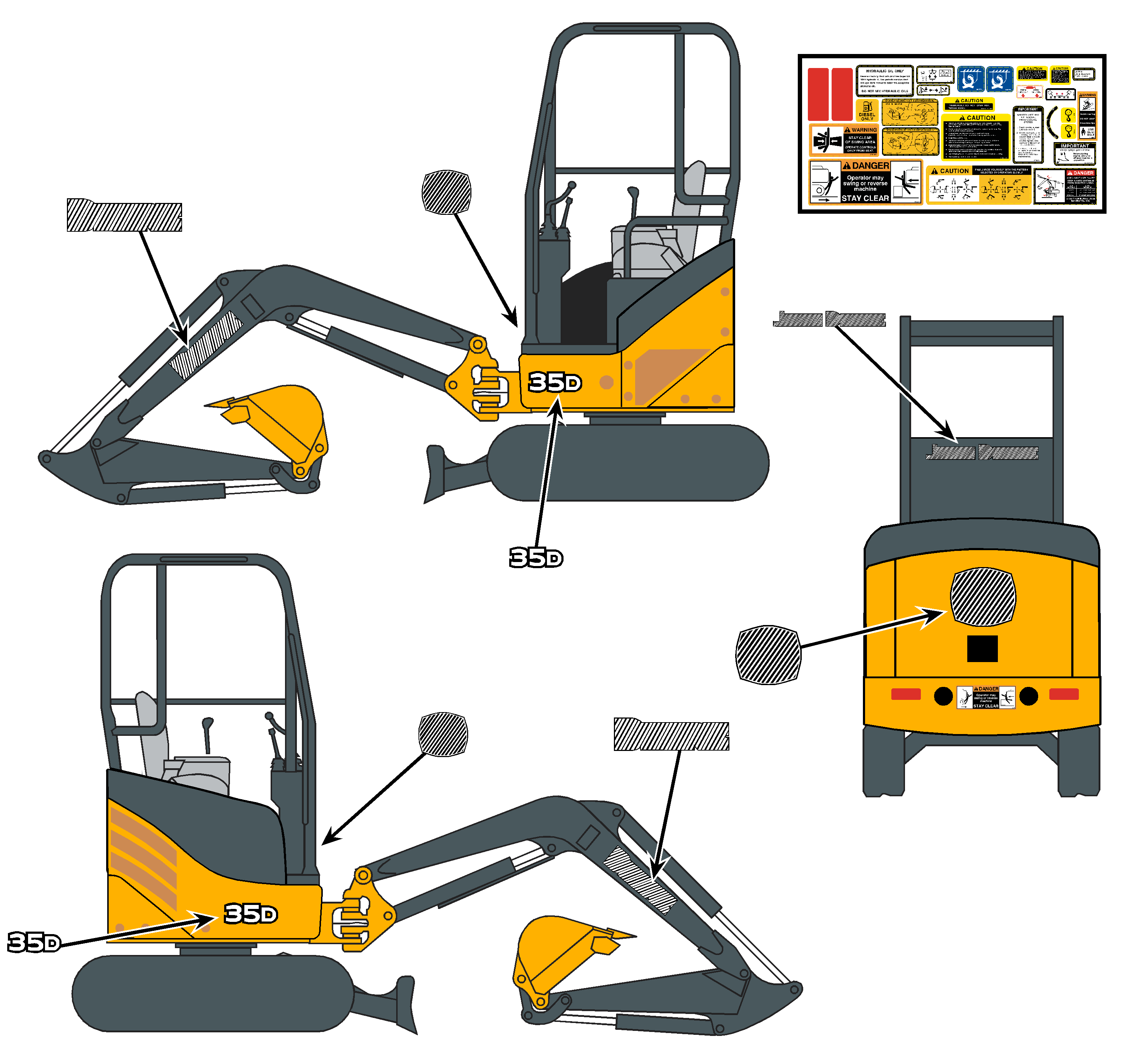 John Deere 35D Excavator Decals
