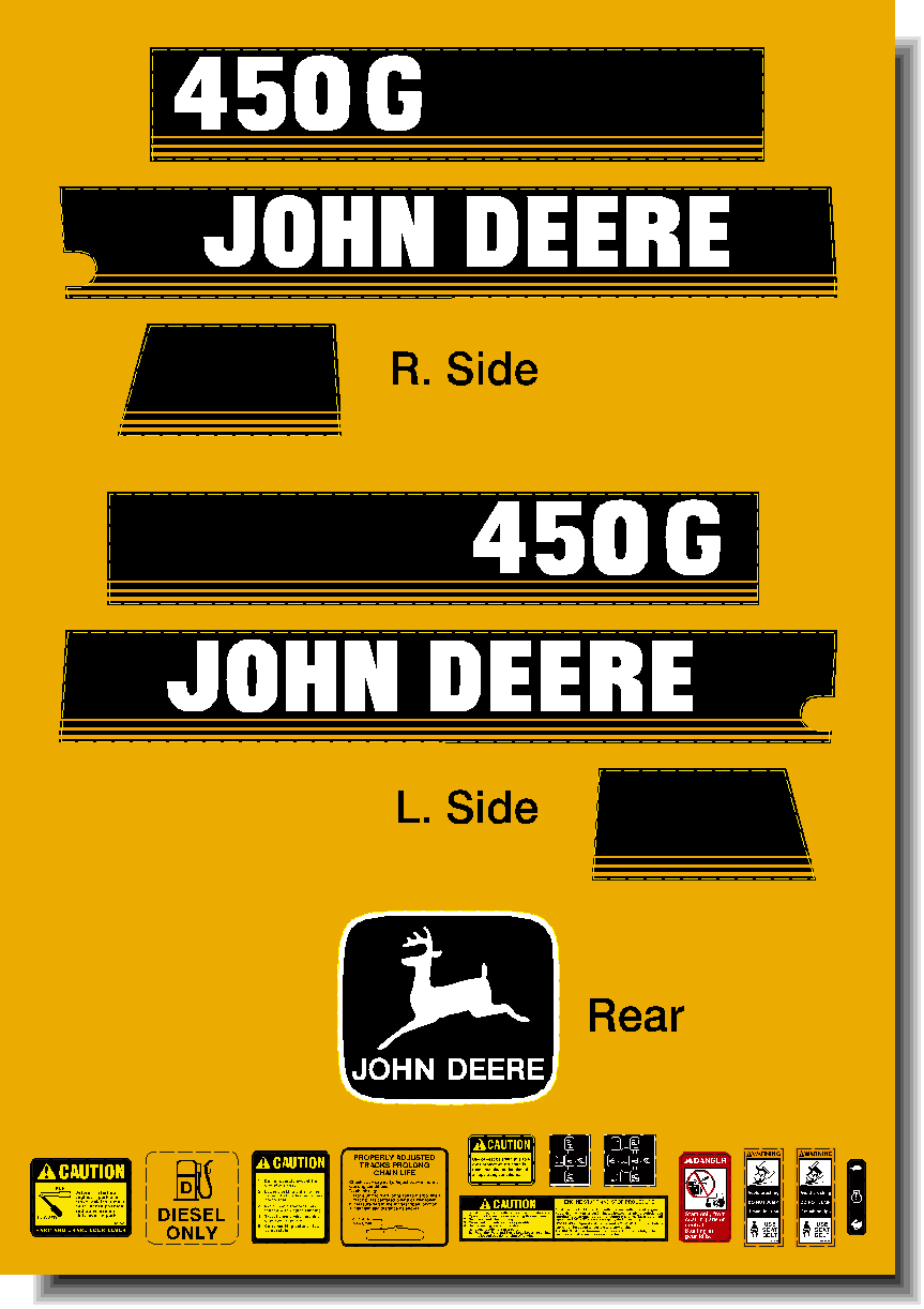 John Deere 450G Dozer Decals (Newer Style)